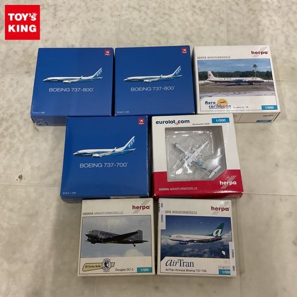 1円〜 ホーガン等 1/500 B737-700 ボーイング・ハウスカラー Q400 ユーロLOT Podkarpackie Travei 他_画像1