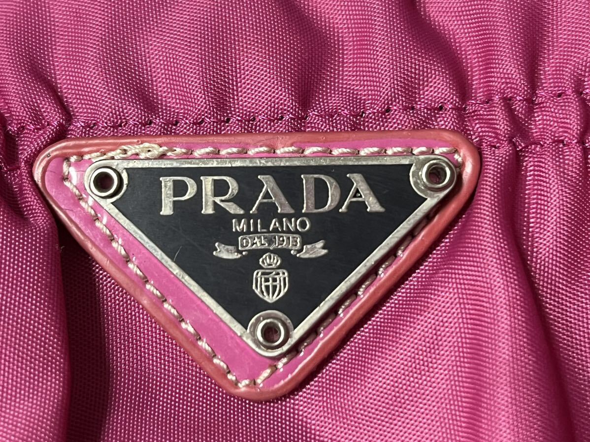 Φ PRADA プラダ ショルダーバッグ 3角プレート ナイロン ピンク系 / 262421 / 327-6_画像5