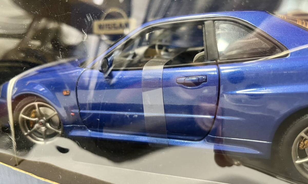 ▽ AUTOart 1/18　日産 スカイライン GT-R R34 Vスペック II ベイサイドブルー ダイキャストモデルカー / 262343 / 329-1_画像9