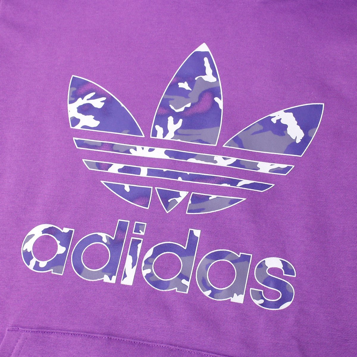 新品 アディダス オリジナルス 裏起毛 フリース パーカー L 紫 adidas originals トレフォイル プルオーバー カモ柄 秋冬 ◆CN1807B_画像5