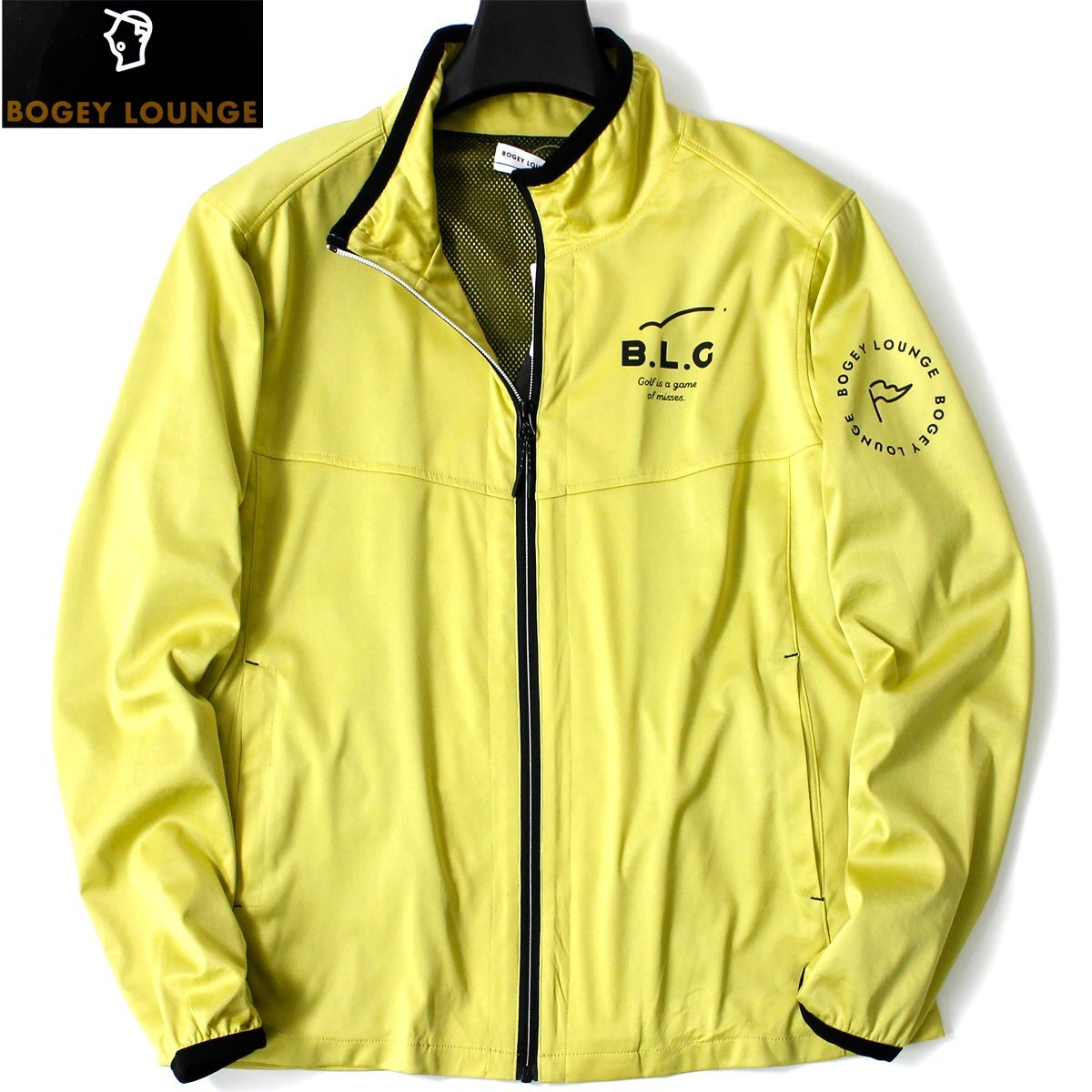  new goods bogi- lounge Golf water-repellent reverse side mesh jacket M yellow EVEN BOGEY LOUNGE GOLF Zip up blouson stretch *CS2085A