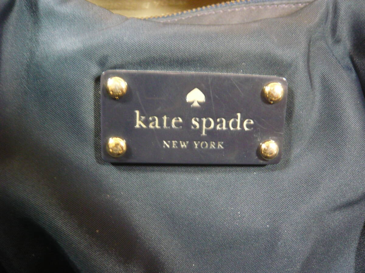 Kate Spade ケイトスペード ナイロン＆レザー ハンドバッグ トートバッグ 紺 ネイビー_画像9