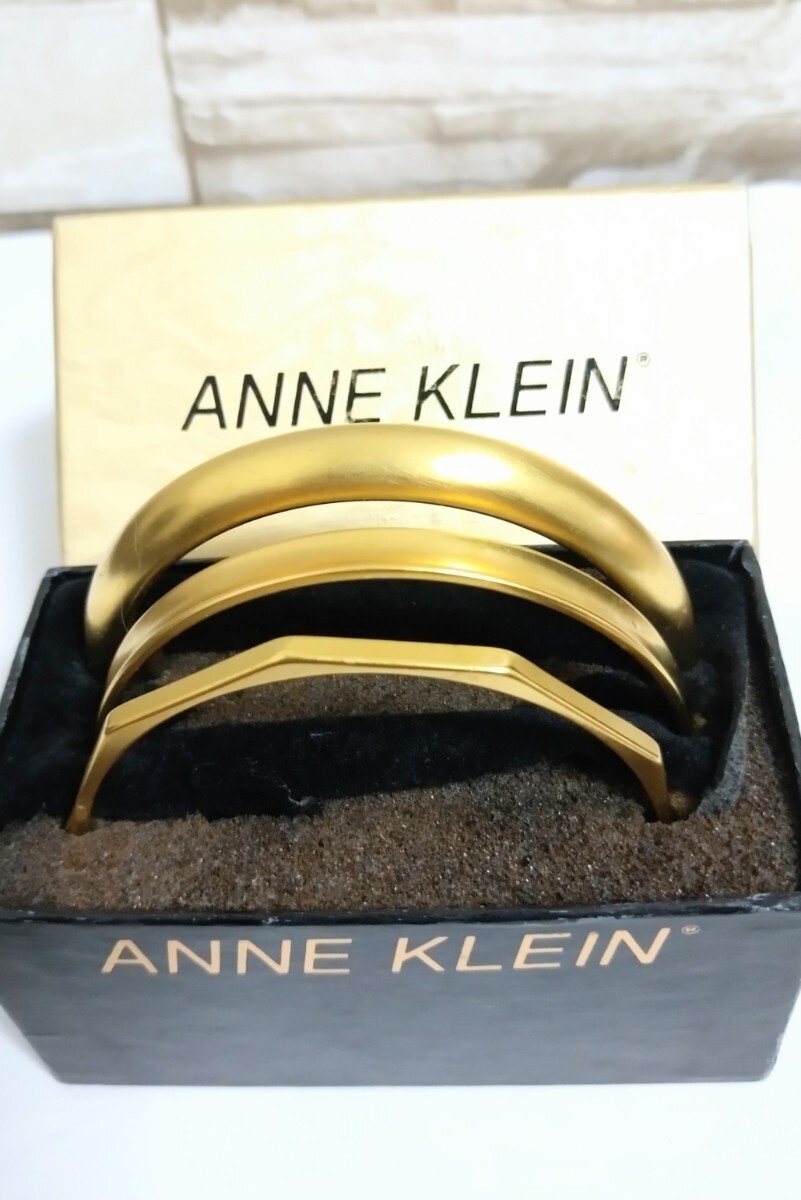 【ANNE KLEIN】アンクライン♪バングル☆3連ブレスレット☆アクセサリー☆Made in USA!!中古品☆ゴールド☆GOLD☆_画像1