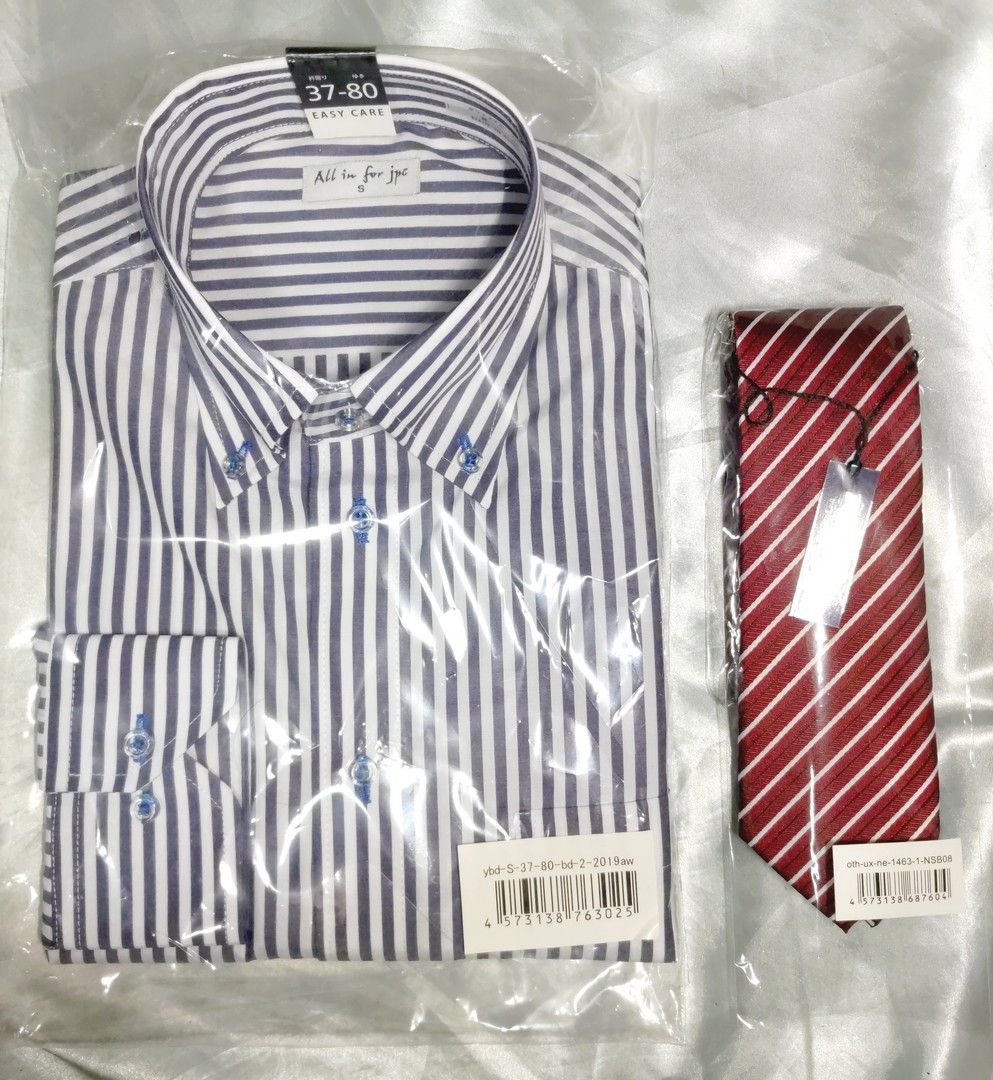 【限定セール】《アトリエ365》形態安定 長袖ワイシャツＳサイズ ネクタイセット