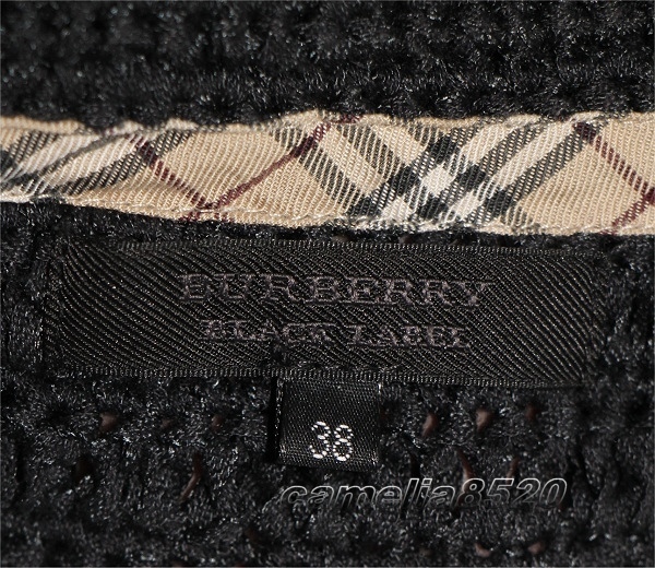 バーバリーブラックレーベル BURBERRY BLACK LABEL ニット セーター ジャケット 麻綿 黒 ブラック 38 サイズ M 未使用 展示品 FB555-239-12_画像7