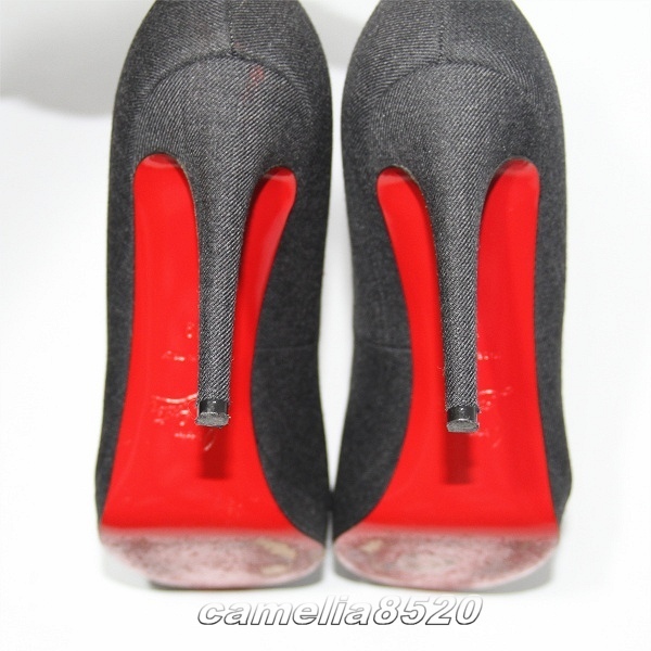 クリスチャンルブタン Christian Louboutin プラットホーム パンプス 暗灰色 デニム 39 約24.5cm ヒール 10.3cm New Simple Platform Pumps_画像4