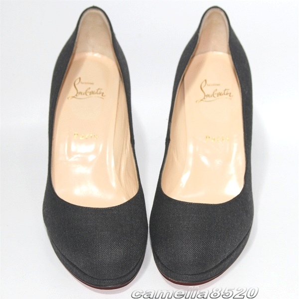 クリスチャンルブタン Christian Louboutin プラットホーム パンプス 暗灰色 デニム 39 約24.5cm ヒール 10.3cm New Simple Platform Pumps_画像3