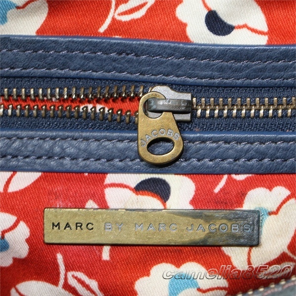 MARC BY MARCJACOBS マーク バイ マークジェイコブス 30cm ボストンバッグ ブルー PVCコーティングデニム 中古 美品_画像6