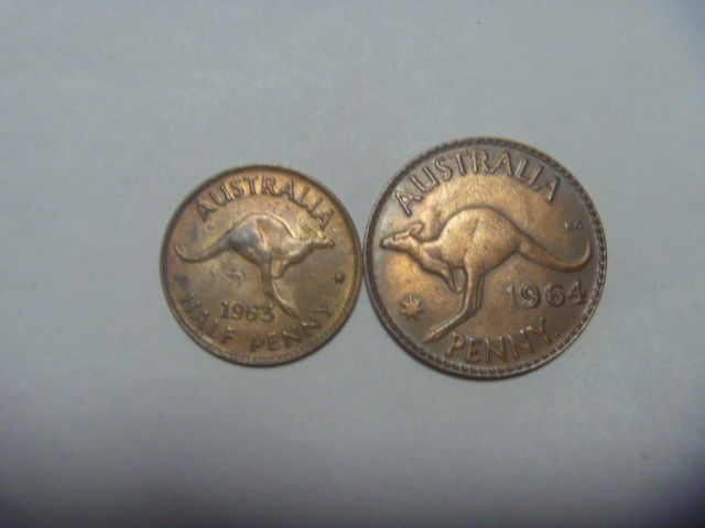 オーストラリア 古銭 旧硬貨 カンガルーのコイン 2種 ハーフペニー ペニー 外国貨幣 外国銭 セット まとめ売り 同梱割引あり