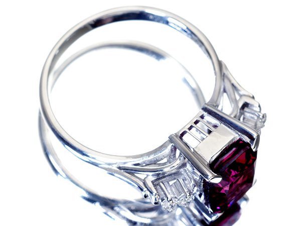 1円～【ジュエリー極】ブランド刻印有 良質天然ロードライトガーネット3.06ct＆ダイヤモンド0.08ct 高級Pt900リング t4024vm【送料無料】_画像3