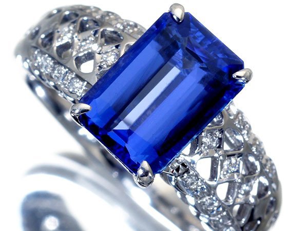 【ジュエリー極】超希少宝石！大粒良質天然タンザナイト2.83ct＆ダイヤ0.07ct 超高級Pt900リング ソーティング k8235gmlm【送料無料】