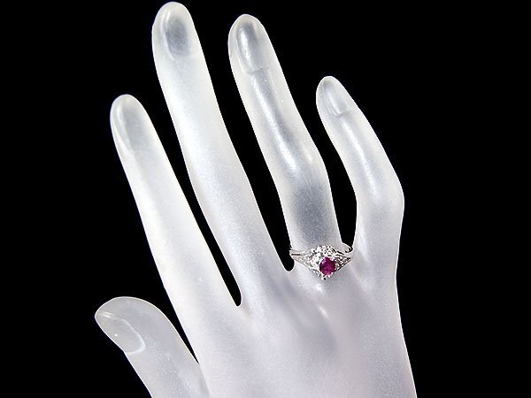 【ジュエリー極】妖艶レッドカラー煌く！良質天然ルビー0.45ct＆ダイヤモンド0.10ct 高級Pt900リング t3948ig【送料無料】の画像4