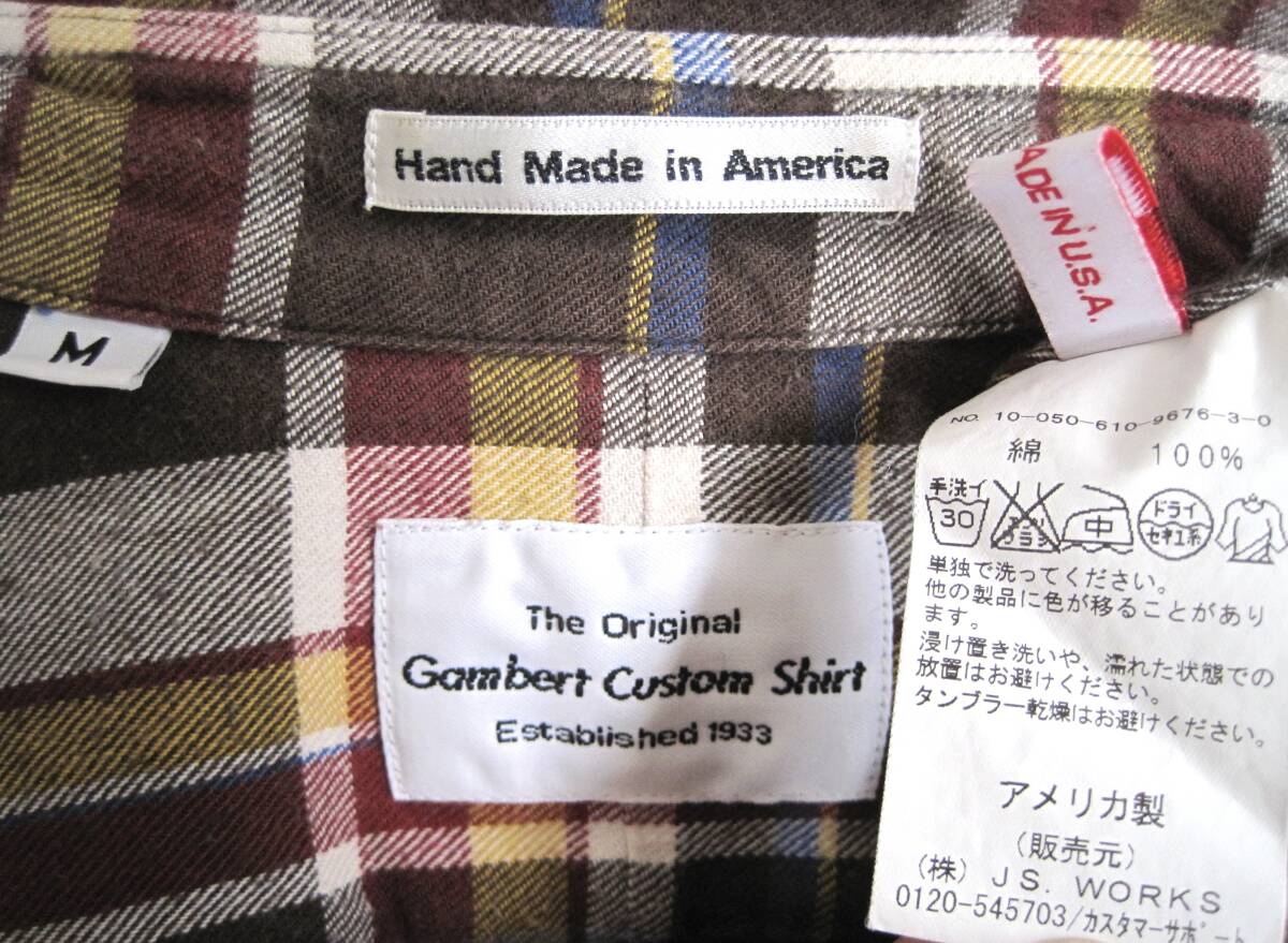 Gambert custom Shirt ギャンバート カスタムシャツ×ジャーナルスタンダード　フランネルチェックシャツ　M　アメリカ製_画像4