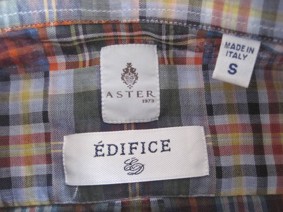 ASTER×エディフィス　　チェックシャツ　イタリア製　　Sサイズ_画像3