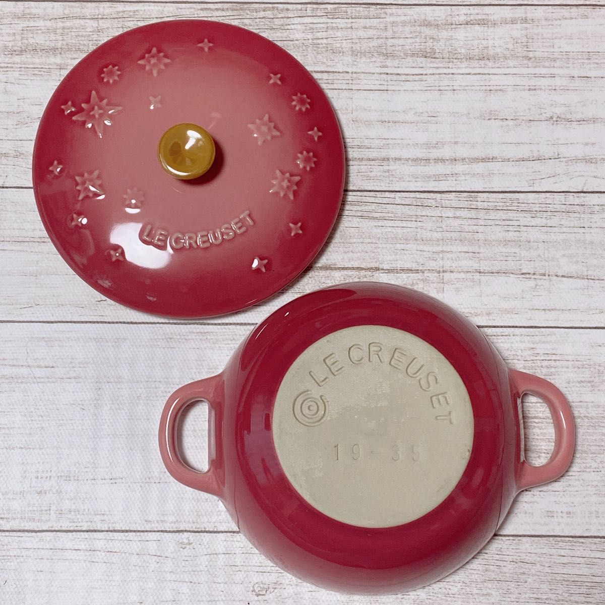 新品】ルクルーゼ ミニマルミット スターレリーフ ローズ 新品】ルクルーゼ ミニマルミット スターレリーフ ローズ