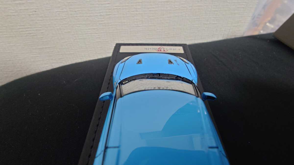 フロント窓浮き少々 ウィング片方接着剥がれ有り イグニッションモデル IG0783 1/43 LB-WORKS GT-R (R35) Light Blue リバティーウォークの画像3