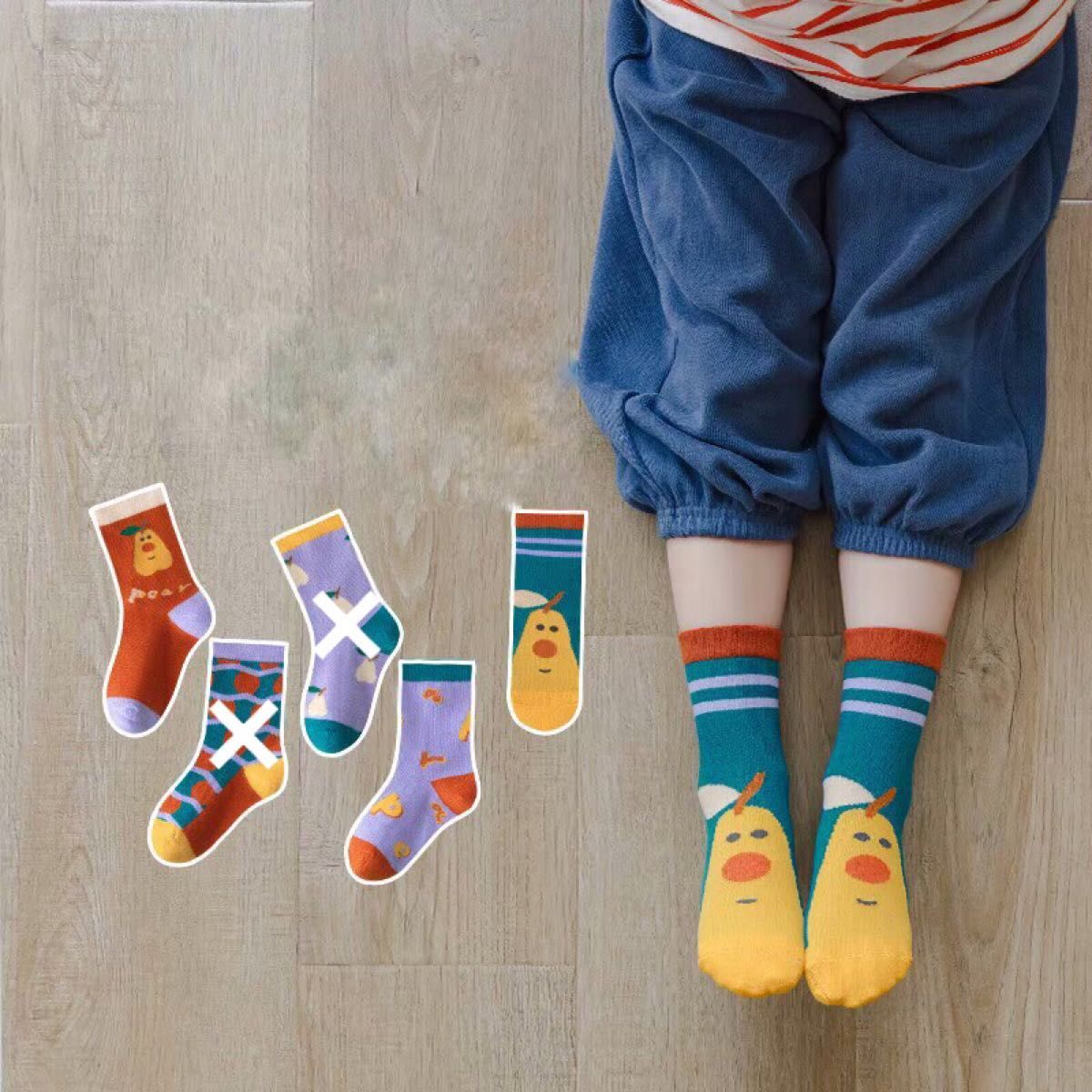 《靴下3足セット》　Sサイズ（11〜14cm）　子供　キッズ　ベビー 韓国　春　秋　冬 ソックス キッズ靴下　ポップ　柄物　派手