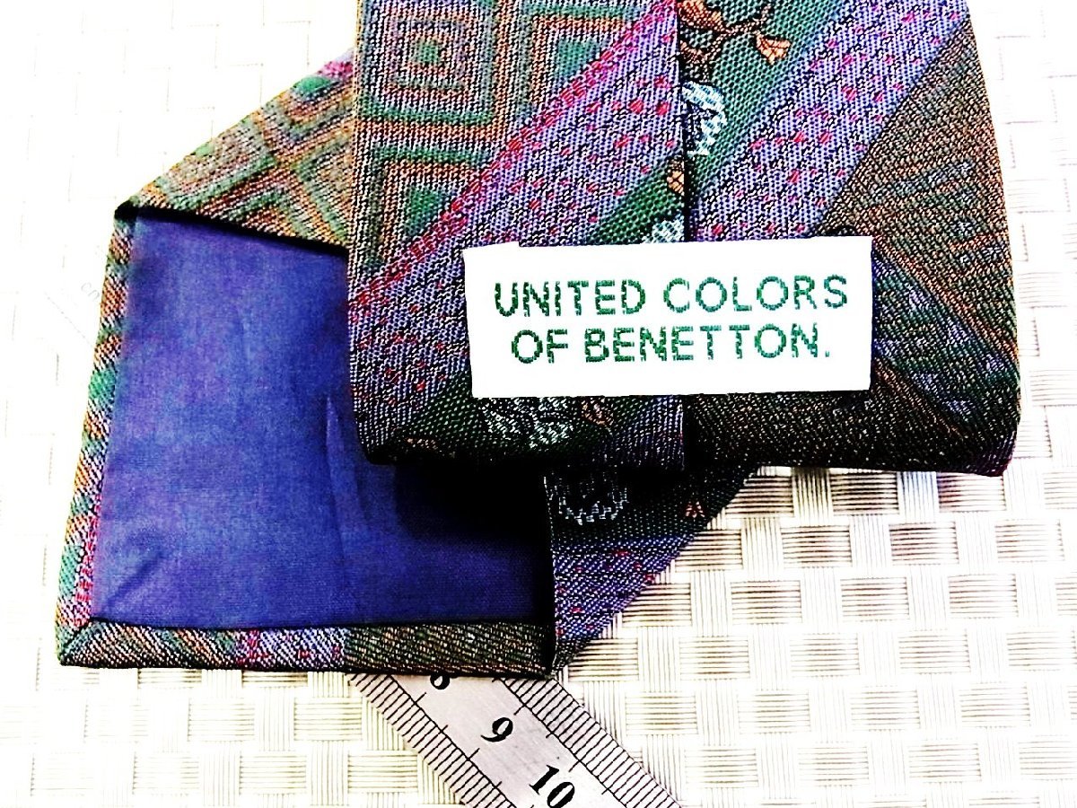 [ stock disposal sale ]* bargain sale *FK6865* Benetton [ embroidery flower plant pattern stripe pattern ] necktie *