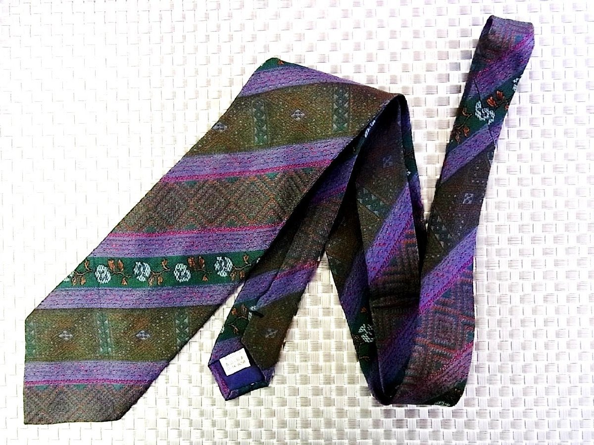 [ stock disposal sale ]* bargain sale *FK6865* Benetton [ embroidery flower plant pattern stripe pattern ] necktie *