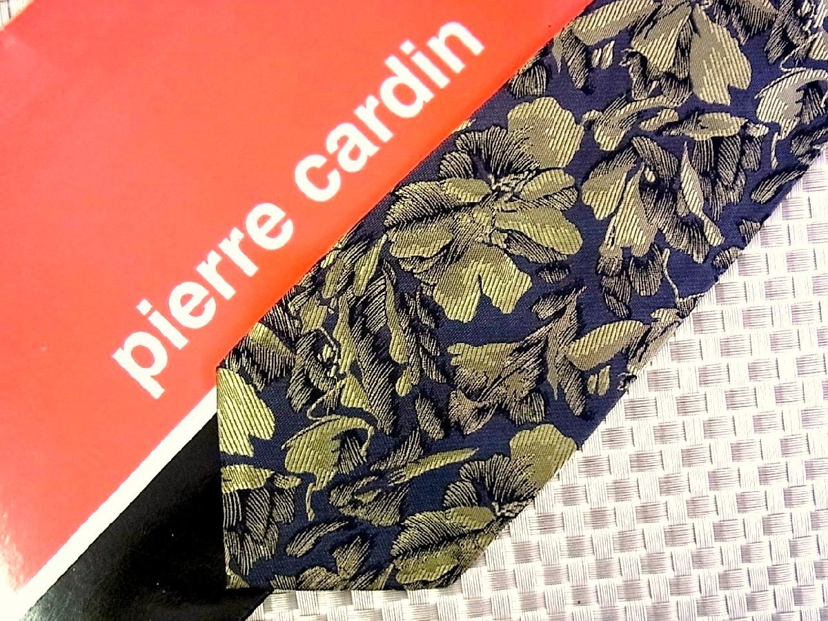 ♪33446C♪良品【刺繍 花 植物 葉っぱ 柄】ピエールカルダン【pierre cardin】ネクタイ_画像1