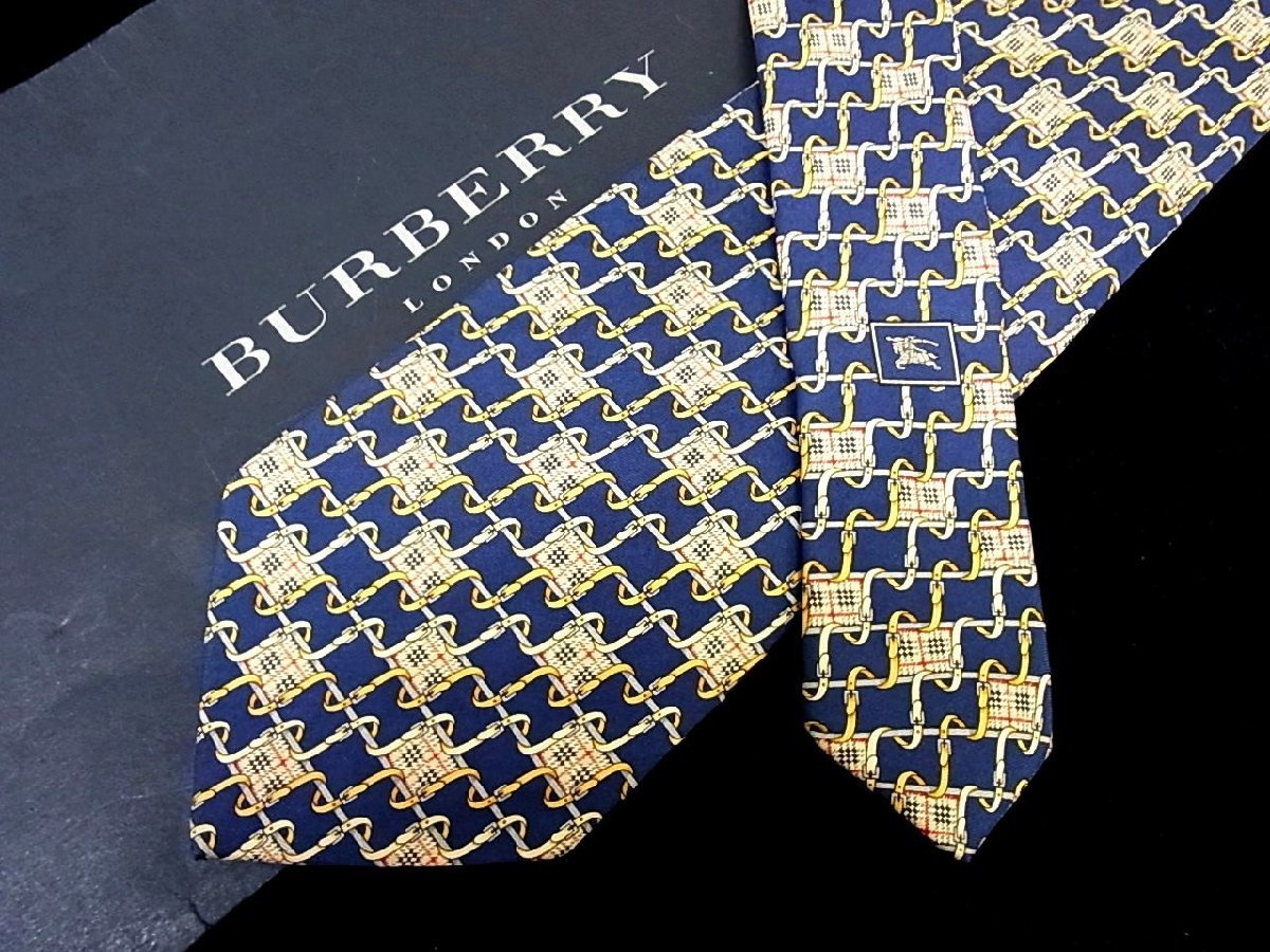 ♪今週の特売980円～♪2650♪良品【BURBERRY】バーバリー【ベルト チェック 柄】ネクタイ♪_画像1