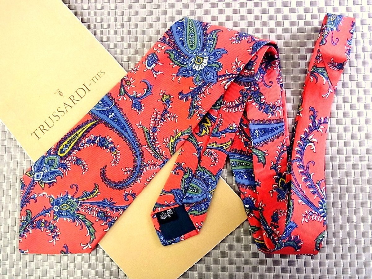 ♪33560C♪良品【ペイズリー 花 植物 柄】トラサルディ【TRUSSARDI】ネクタイ_画像1