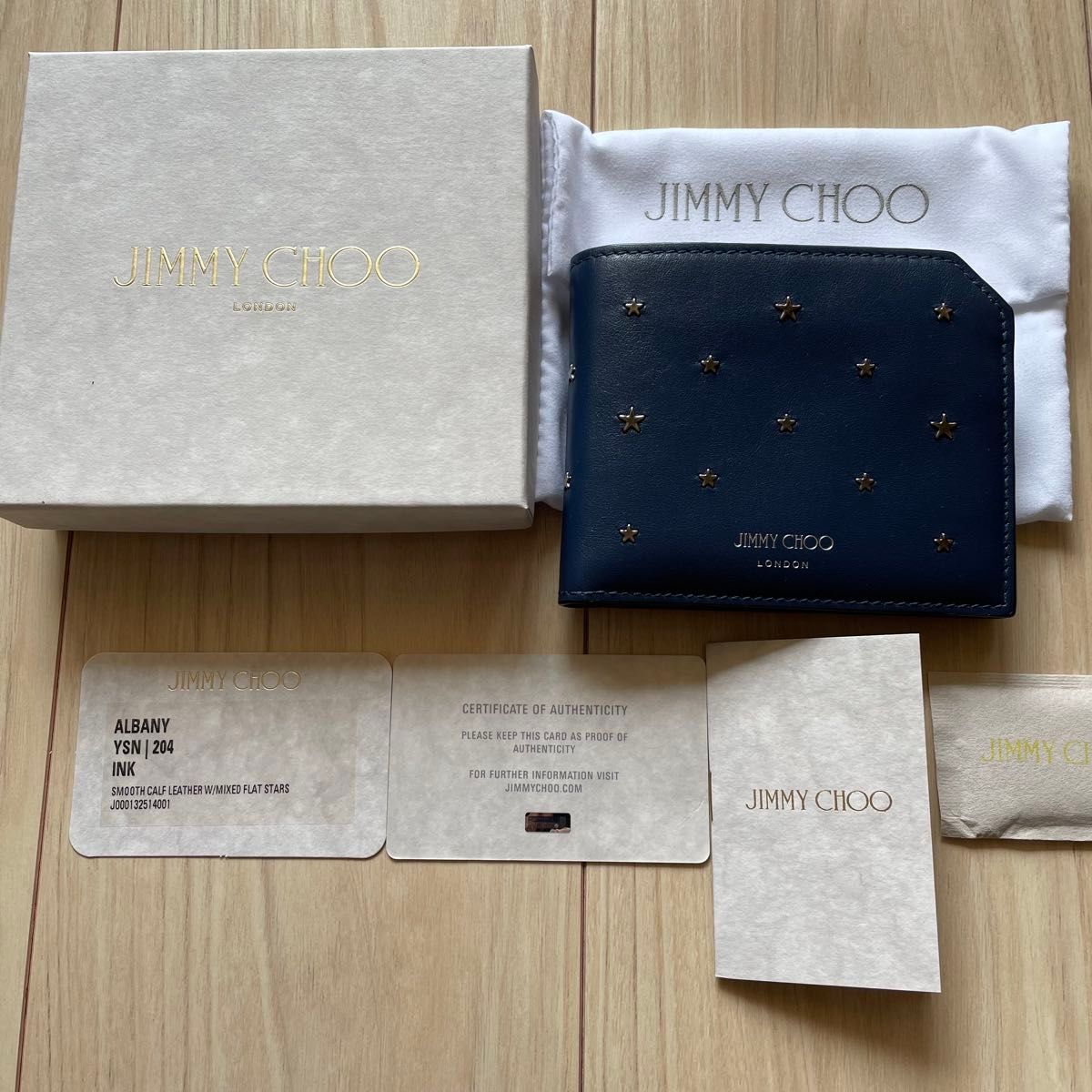 値下げしました！ジミーチュウ JIMMY CHOO メンズ 2つ折り財布 サイフ ALBANY YSN ネイビー