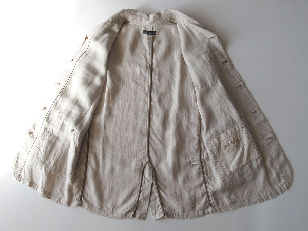 LOST CONTROL ロストコントロール 2018SS Linen Half Coat リネン ハーフコート 3 生成り 定価46200円 元CELT&COBRA ケルト&コブラ_画像6