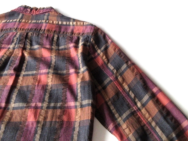 LOOK使用 LOUNGE LIZARD ラウンジリザード SUCKER VIYELLA CHECK SHIRT コットン サッカー ビエラチェックシャツ 1 ネコポス対応_画像6