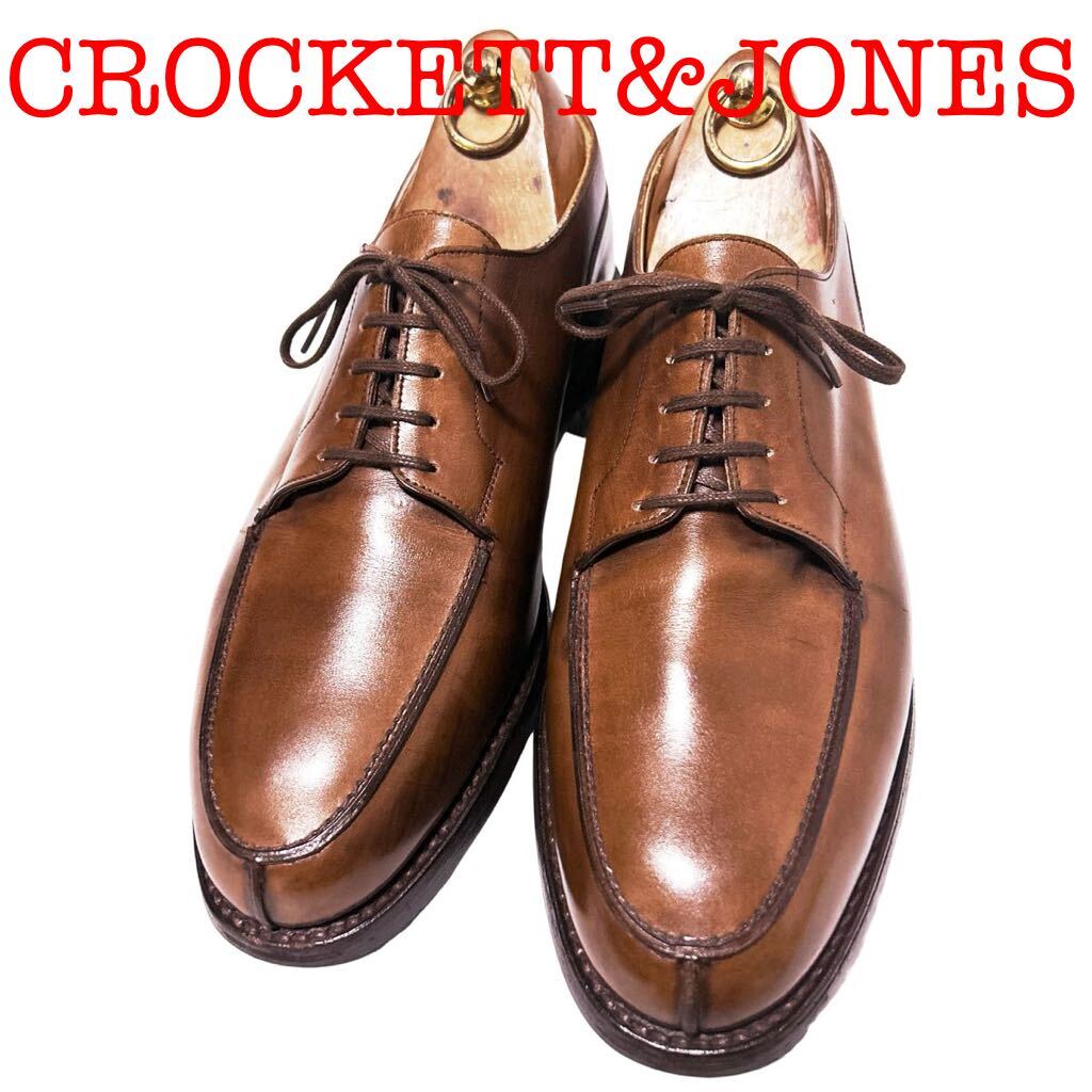285.CROCKETT&JONES クロケットアンドジョーンズ MORETON Uチップ ビジネスシューズ 革靴 ブラウン 8.5Eの画像1
