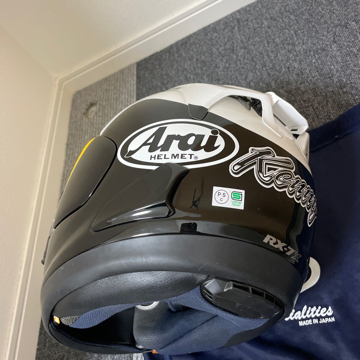 Arai アライ RX-7X KENNY ROBERTS ケニーロバーツ Sサイズ 55〜56cm フルフェイス ヘルメット バイク イエロー 黄色 黒 (85)_画像3