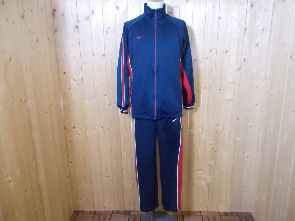 a862*NIKE jersey * Nike size L navy / red setup jersey Easy pants polyester 100% 6C