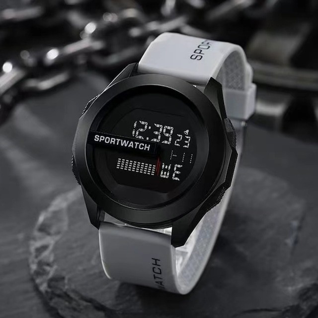 1280 T0480 腕時計 デジタル 多機能 LED 防水 グレー_画像1