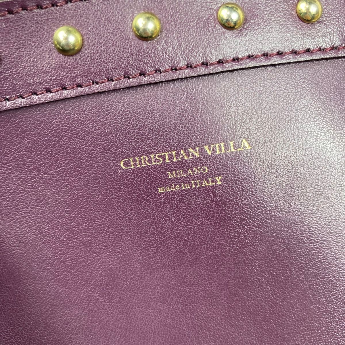 美品　CHRISTIAN VILLA クリスチャンヴィラ　ショルダーバッグ　レザー　タッセル　巾着　イタリア