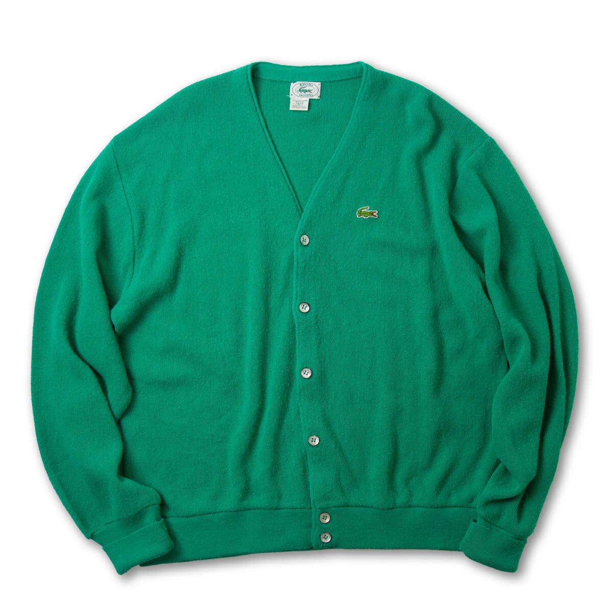 1980年代 ビンテージ ラコステ アクリルカーディガン グリーン XL LACOSTE