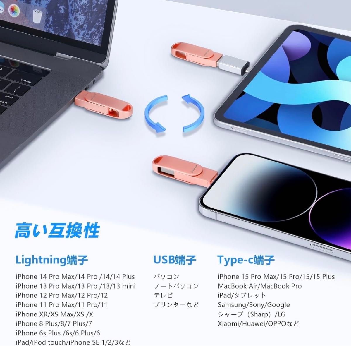 iPhone USB PC メモリーフラッシュドライブ 128GB MFi認証