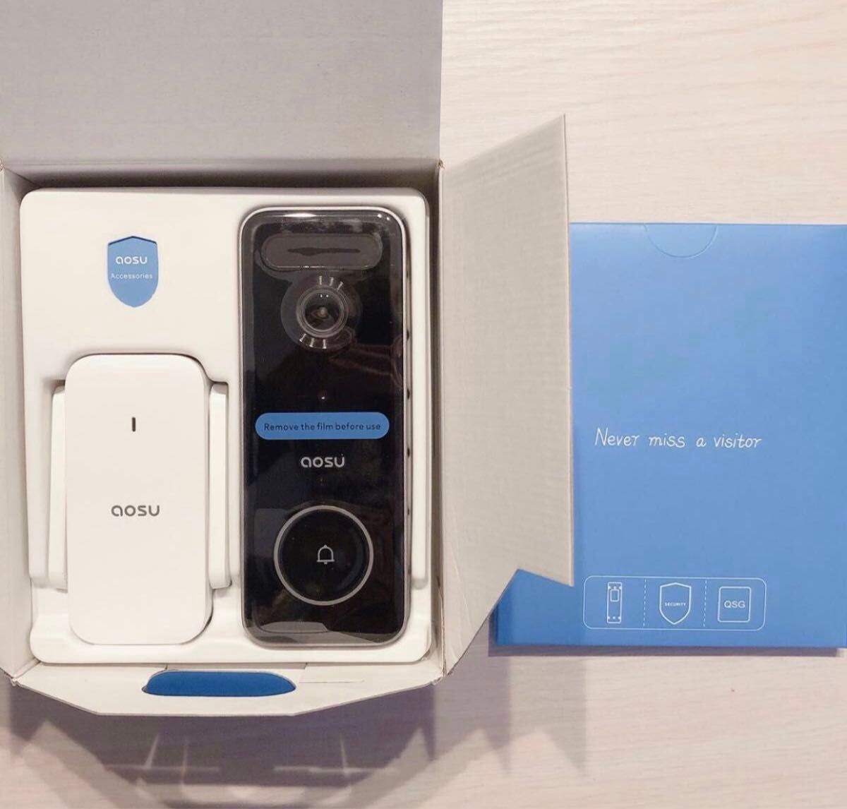 ☆未使用☆AOSU Video Doorbell Ultra Wi-Fi V8S 5MP画質 インターホン ワイヤレス スマホ連動