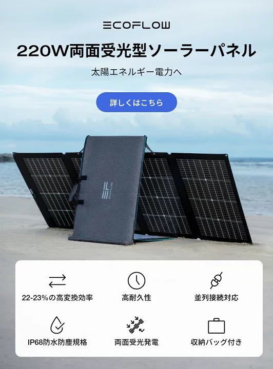 【新品】EcoFlow ポータブル電源 ソーラーパネルセット 太陽光発電セット DELTA 2 １枚160Wソーラーパネル セット リン酸鉄 大容量1024Whの画像6