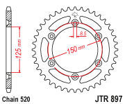 新品 JTR897.51SC リヤスプロケット51T (Husqvarna 125 TC 250 FC 300 TX i 350 FX 450 FR) (KTM 125 SX 250 TPI SX-F 350 XC-F 450)の画像2