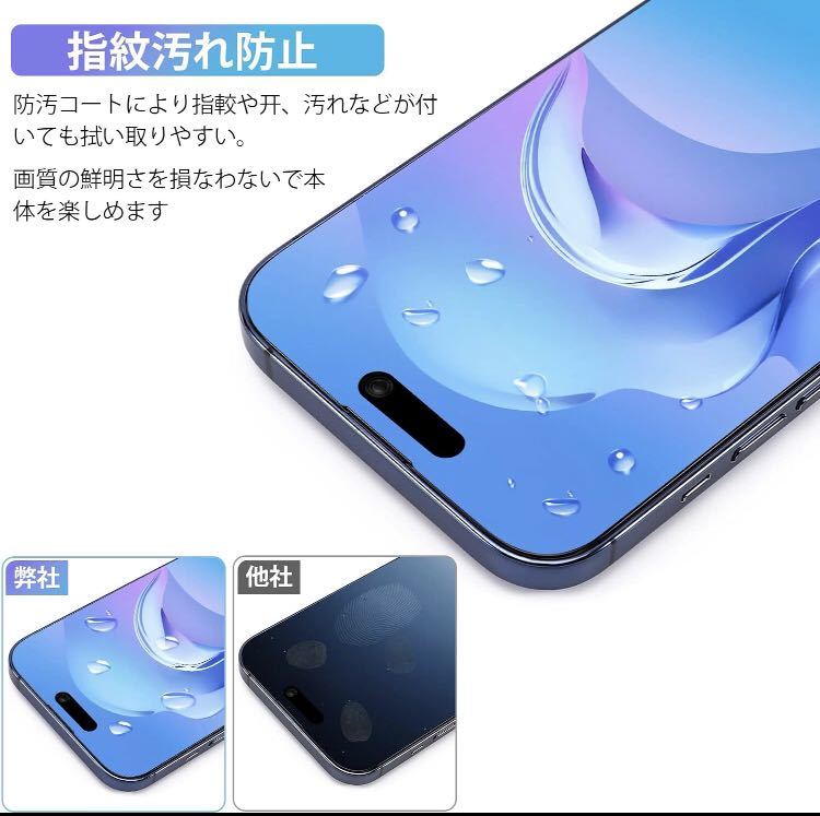 【2枚セット】【覗き見防止】iPhone15 ProMax（6.7インチ） ガラスフィルム 耐衝撃 飛散防止 撥水撥油 指紋防止