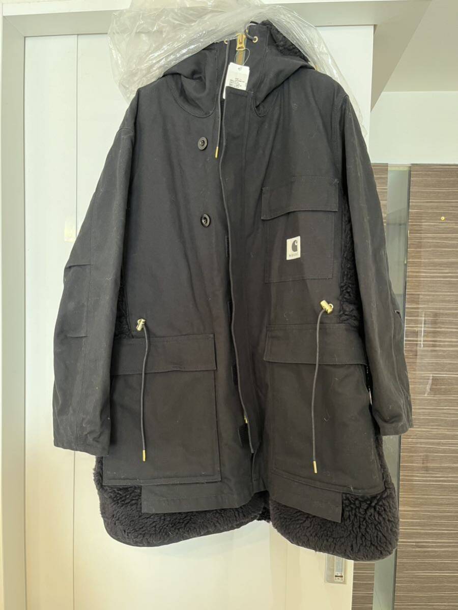 2 sacai Carhartt WIP Men's Canvas Parka Siberian BLACK サカイ カーハート ウィップ メンズ キャンバス パーカー シベリアン ブラック_画像6