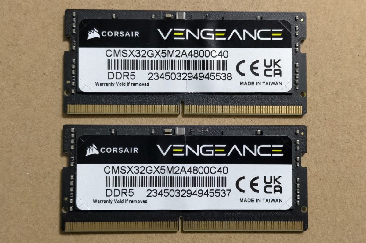 CORSAIR VENGEANCE DDR5 4800MHz  ノートPC Sodimm　メモリー 16GB 2枚 計32GB