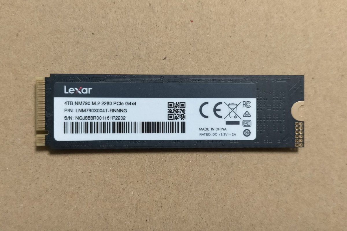 Lexar NM790高速PCIe4.0 Gen4 x4M.2 NVMe 2280 サイズ SSD 4TB 1枚