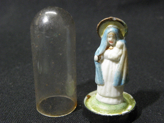 ６ 小さな マリア キリスト 磁器製 人形 3点 まとめて / レトロ 洋館 ガラス ドーム 聖母 アンティーク の画像3