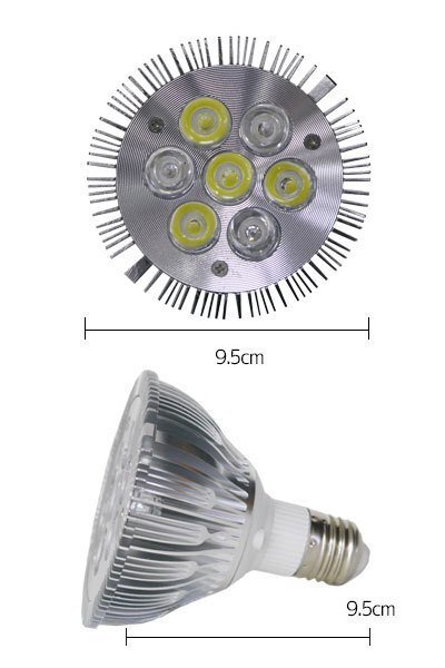 E26口金 14W 珊瑚 植物育成 水草用 水槽用 LED アクアリウムスポットライト 青3灯×白4灯 【QL-06】_画像2