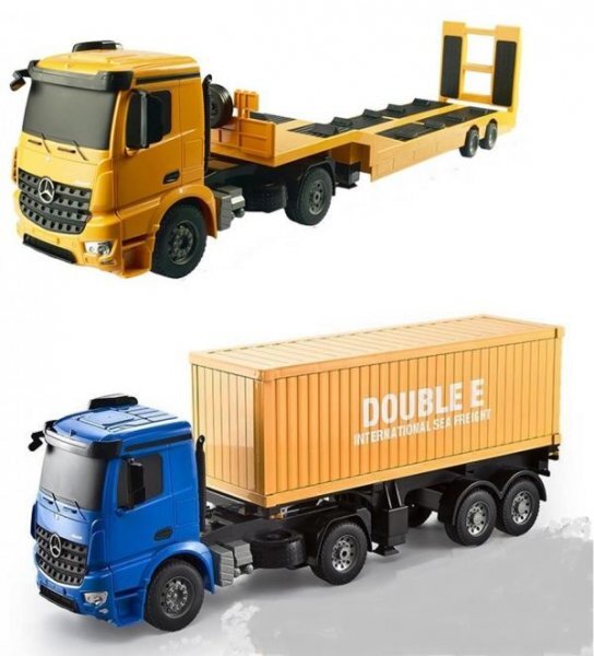 某メーカー 2.4Ghz 1/20スケール 重機回送トレーラーラジコン、海上コンテナトレーラーラジコン 2台セット 超大型 トラック、トレーラー