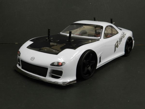 クリスマスファッション ドリフトラジコンカー 1/10 2.4GHz ☆Li-ionバッテリー☆ マツダ タイプ白黒【ターボ機能付き・塗装済み完成品・フルセット】 FD3S RX-7 レーシングカー