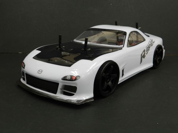 ☆Li-ionバッテリー☆ 2.4GHz 1/10 ドリフトラジコンカー マツダ ＲＸ-7 FD3S タイプ白黒【ターボ機能付き・塗装済み完成品・フルセット】_画像1