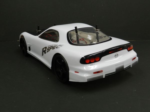 ☆Li-ionバッテリー☆ 2.4GHz 1/10 ドリフトラジコンカー マツダ ＲＸ-7 FD3S タイプ白黒【ターボ機能付き・塗装済み完成品・フルセット】_画像2