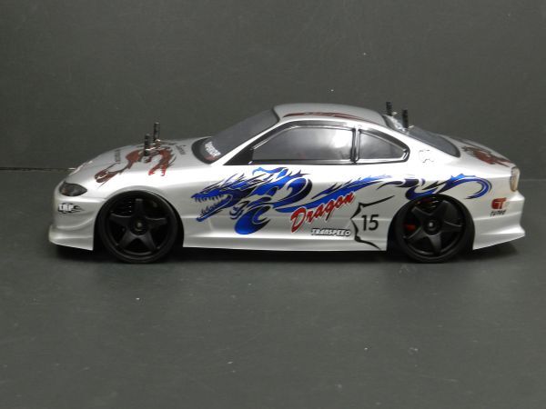 *Li-ion battery * 2.4GHz 1/10 drift radio controlled car S15 Silvia type silver / blue [ turbo with function * has painted final product * full set ]